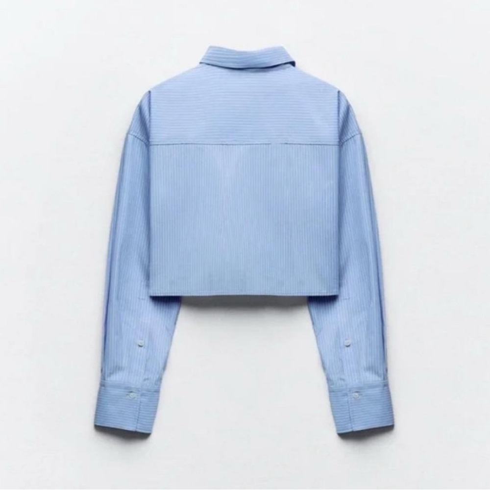 Zara Cropped GABADRINE Shirt - Picture 2 of 3